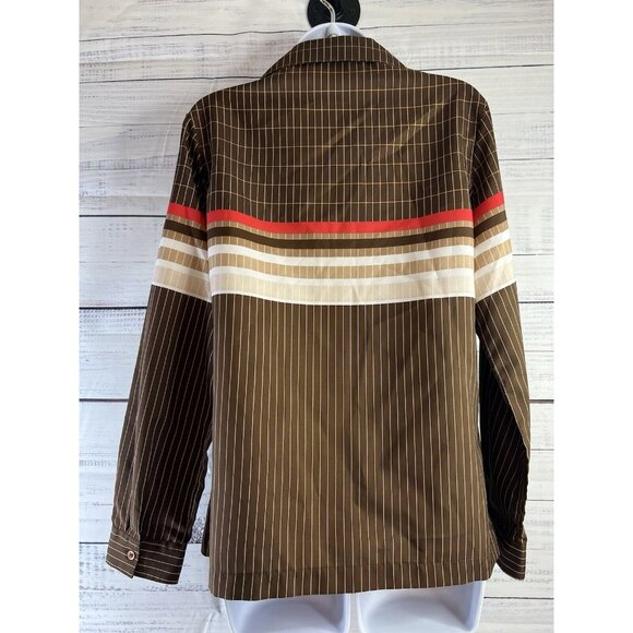 Vintage White Stag BrownButton Down Collar Long Sleeve Disco 70's Sz 14 Academia - Picture 4 of 13